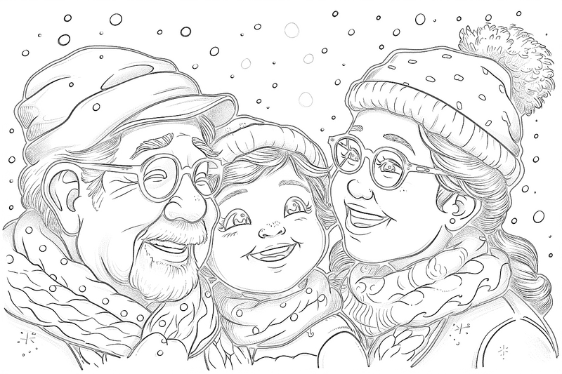 Colouring pages, bundle of people, multi-generational family, 10 images