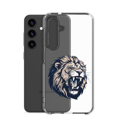 Clear Case for Samsung, Majestic lion roaring, face, outline art, 2syvr3 