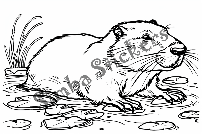 Colouring pages, bundle of singualar beavers, 10 images