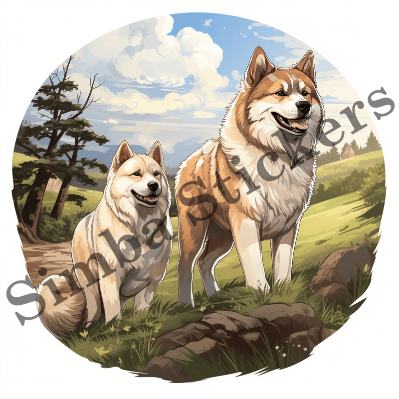 Akita dogs in the wild outdoors, image set, 10 images