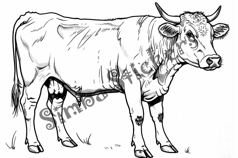 Colouring pages, bundle of cattle, 50 images