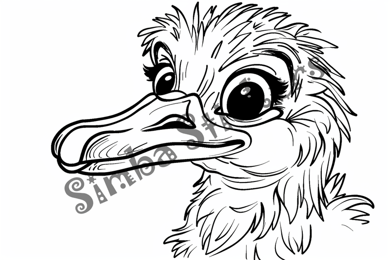 Colouring pages, bundle of ostriches, 50 images