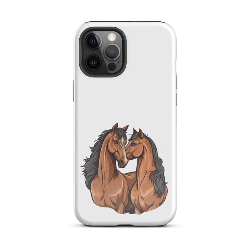 Tough Case for iPhone, Two brown horses snuggling, tdwcyd