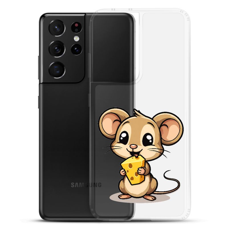 Clear Case for Samsung, Small Mouse happily licking large chunk of cheese, pqapy6