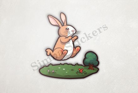 Rabbit jumping on grass