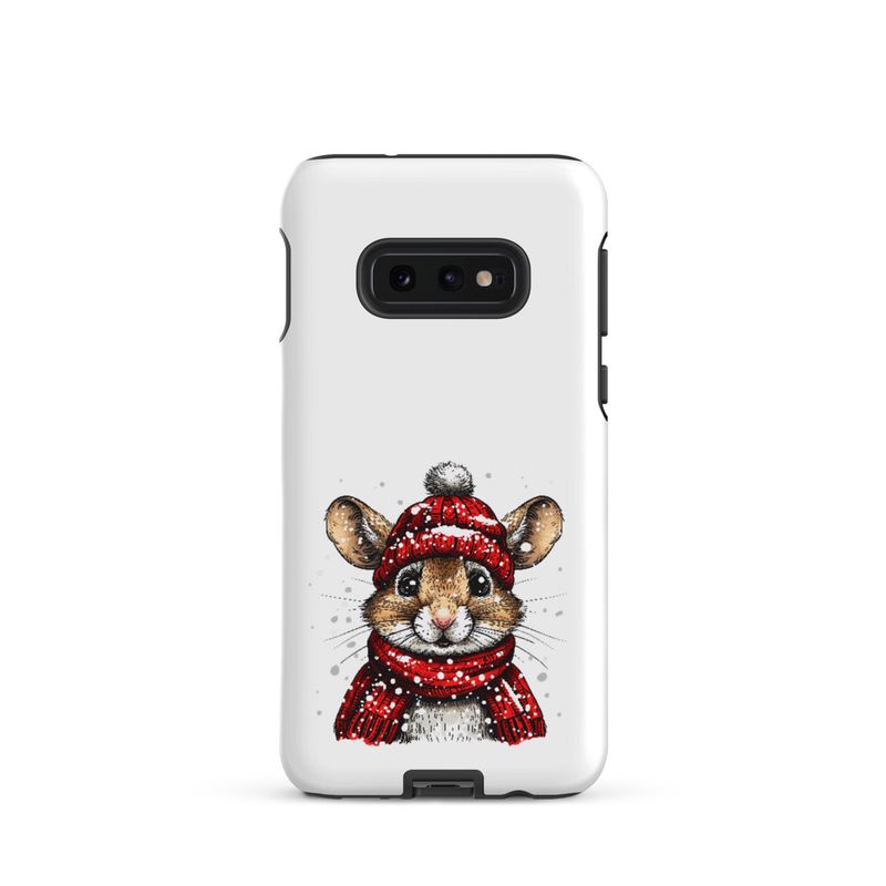 Tough Case for Samsung, Mouse wearing red winter hat and scarf in the snow, xg8dl3