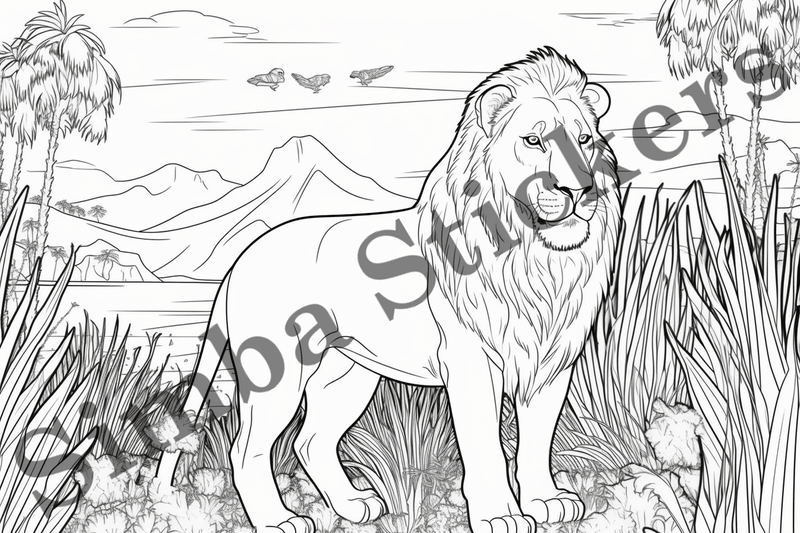 Colouring pages, Bundle of lions, 25 images
