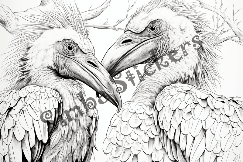 Colouring pages, bundle of marabou storks in love, 10 images
