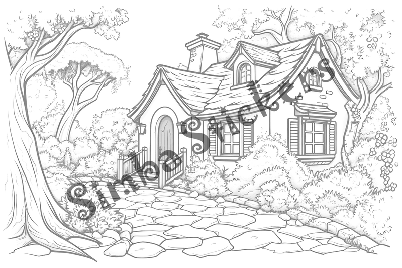 Colouring pages, bundle of houses, 25 images