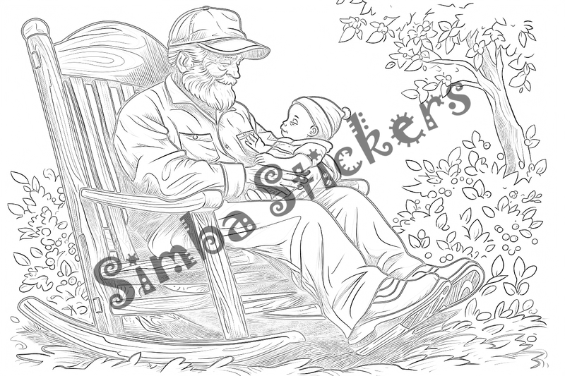 Colouring pages, bundle of people, grandparents and family, 25 images