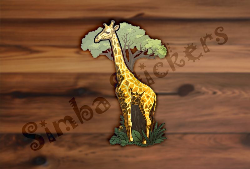 Giraffe looking slim in front of tree in the Savanna