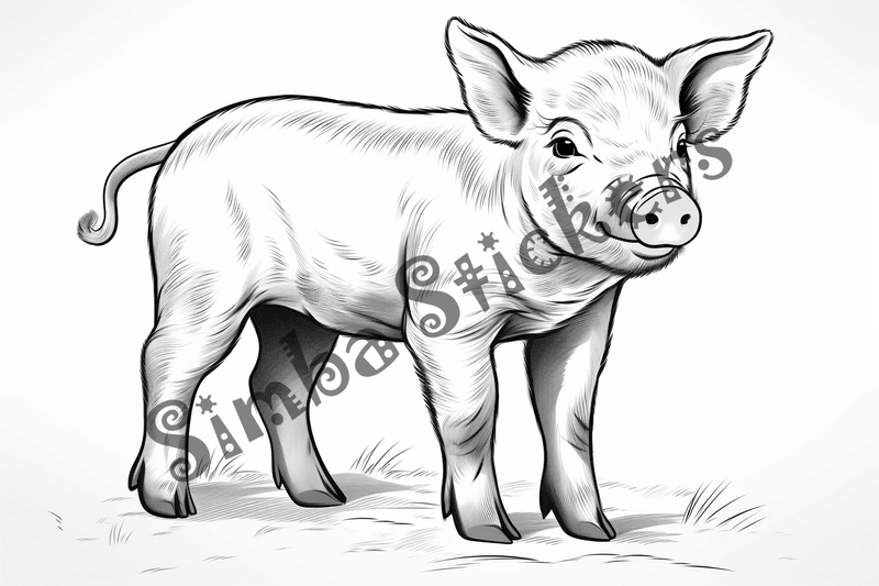 Colouring pages, bundle of pigs, 25 images