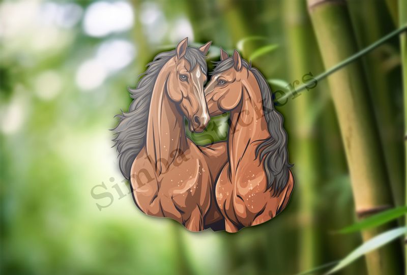 Two brown horses snuggling, tdwcyd