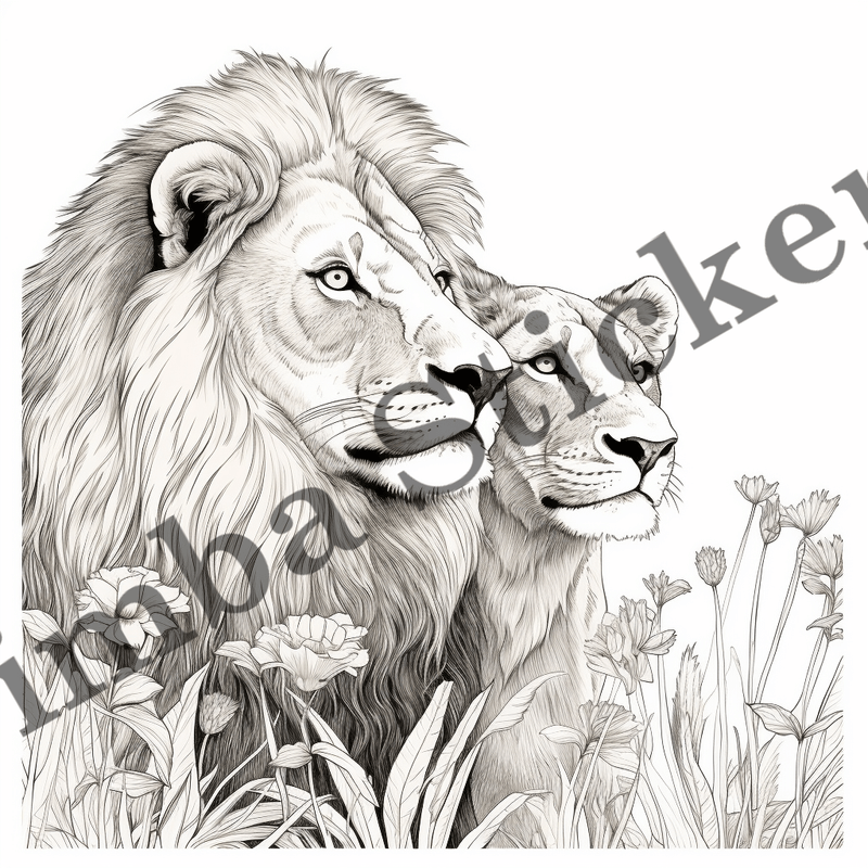 Colouring pages, Bundle of lions, 10 images