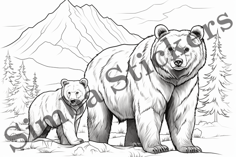 Colouring pages, Bundle of bears, 25 images