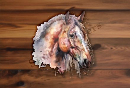 Brown horse , head, watercolour, phhkxo