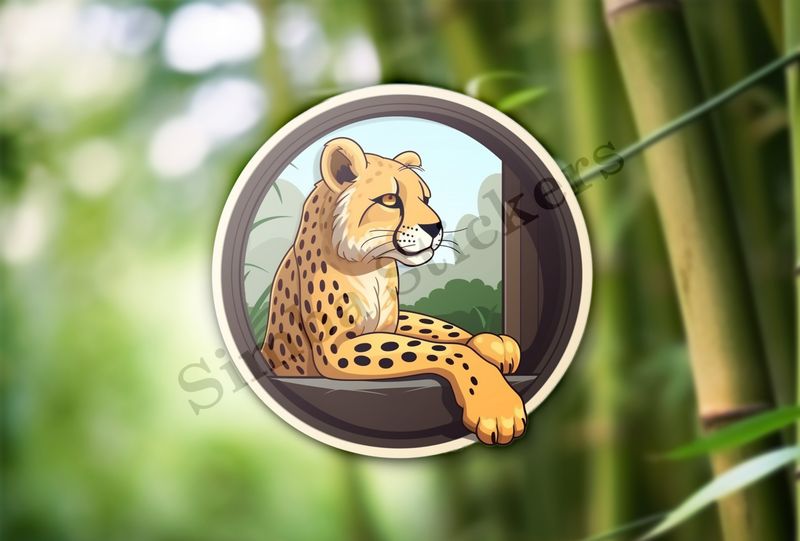 Cheetah through a window.