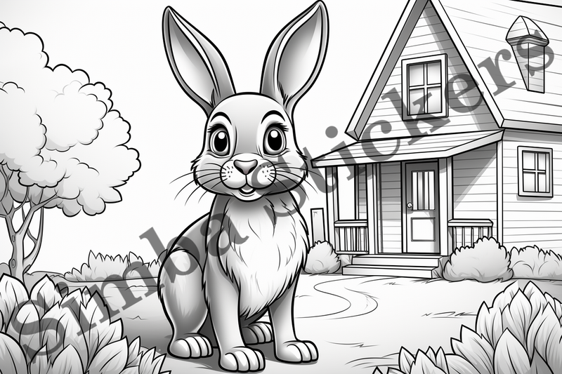 Colouring pages, Bundle of hares, 25 images