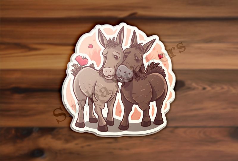 Donkeys in love, cheek-to-cheek