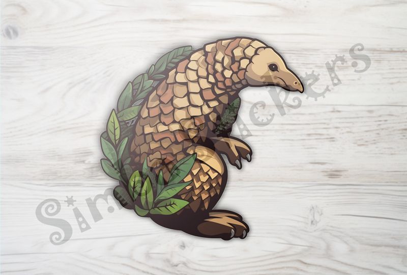 Pangolin standing in green leaves