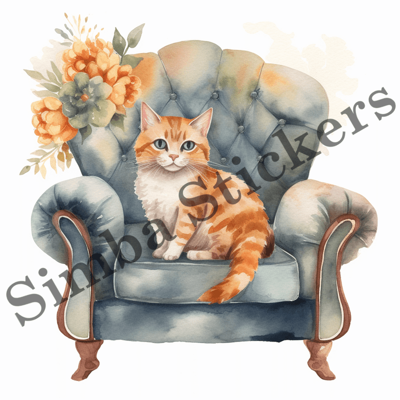 Cats in armchair, image set, 10 images