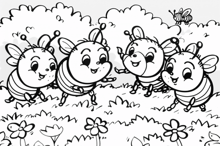 Colouring pages, bundle of bees, 25 images