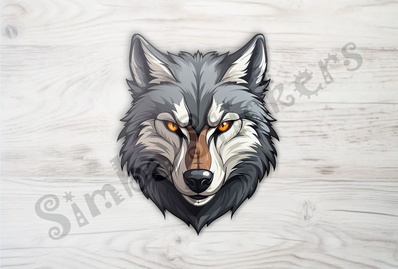 Wolf looking with stony gaze