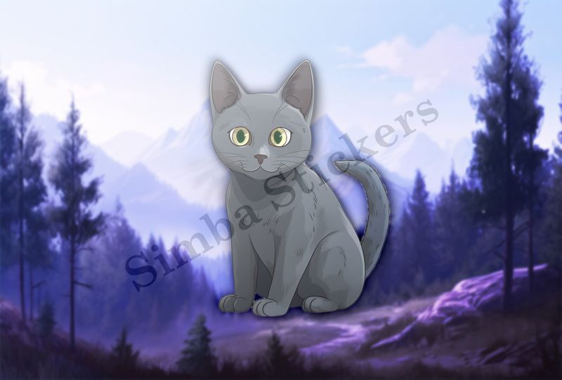Russian blue cat sitting