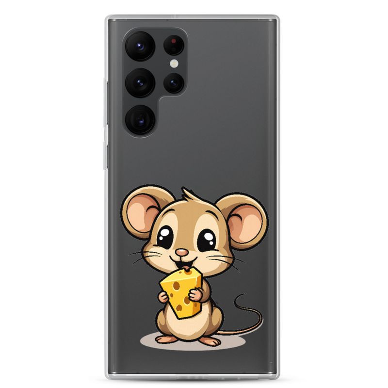 Clear Case for Samsung, Small Mouse happily licking large chunk of cheese, pqapy6