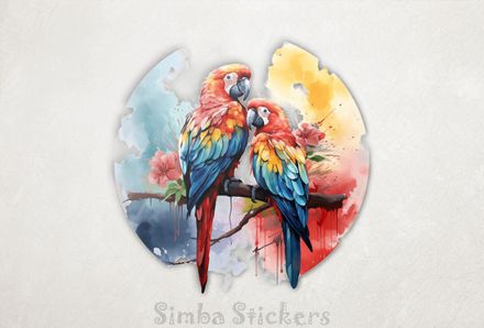 Parrots perching romantically, watercolour, h3l8qr