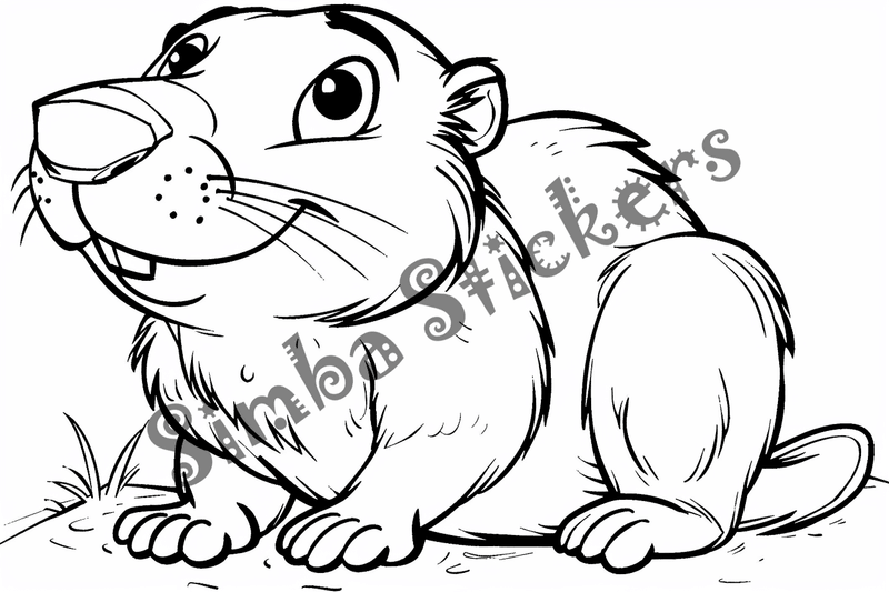 Colouring pages, bundle of beavers looking cute, 10 images