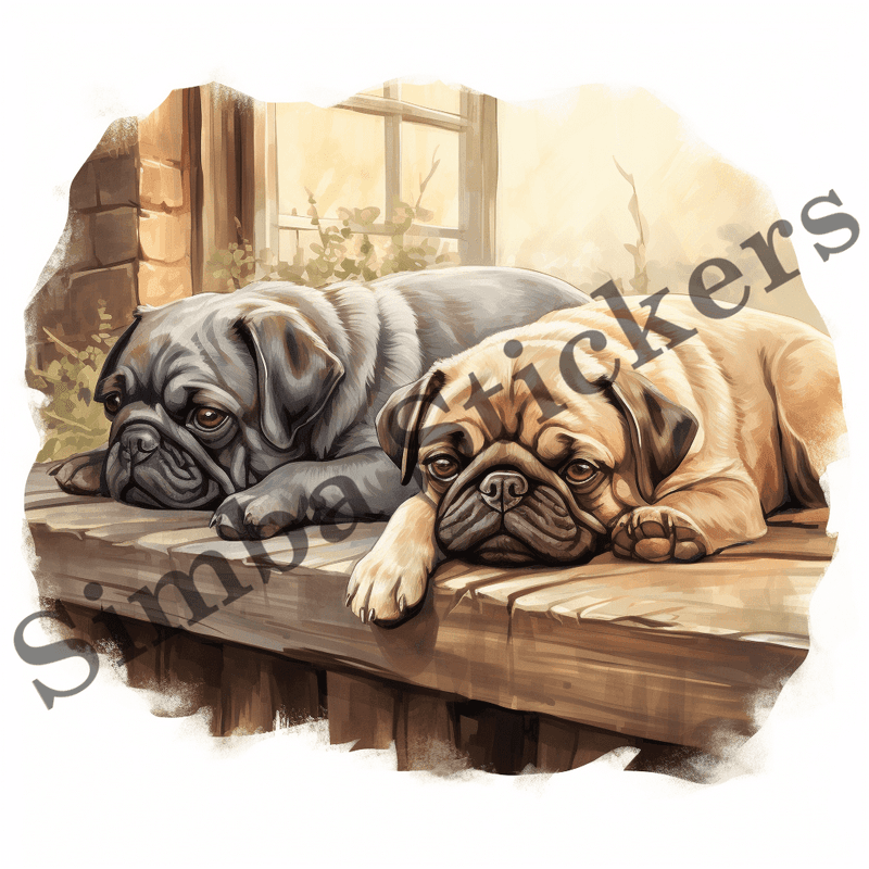 Pug dogs sleeping, image set, 10 images