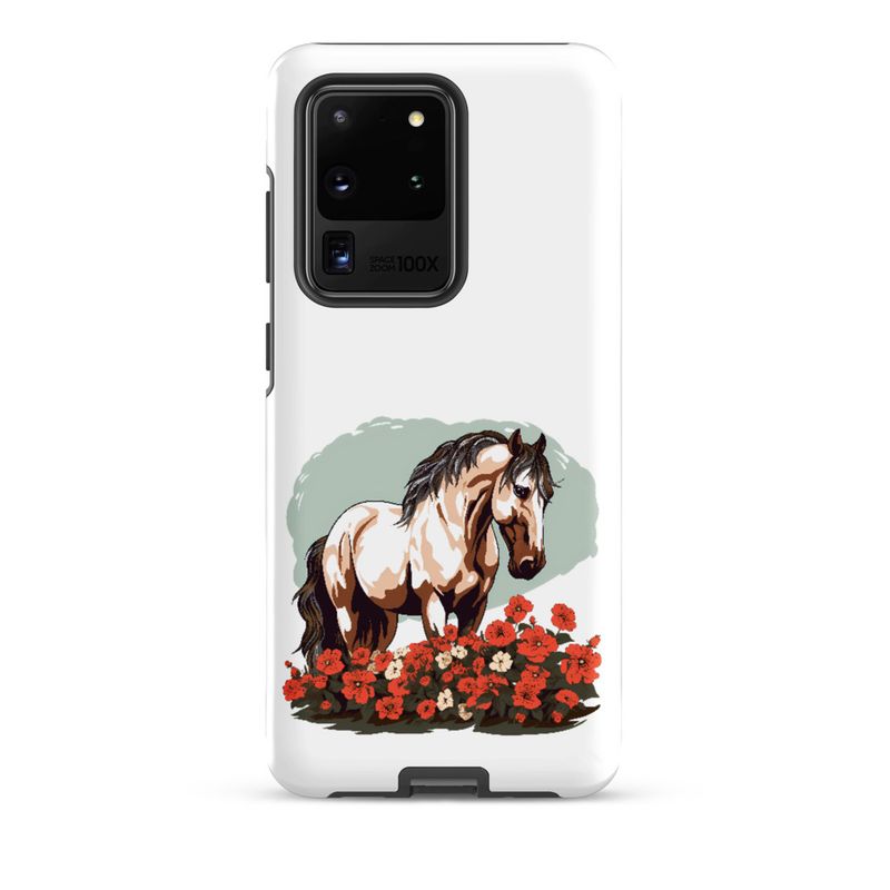 Tough Case for Samsung, Brown horse in field of red flowers, n4w2fj