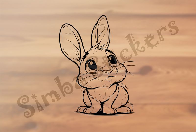 Hare looking frightened, outline art
