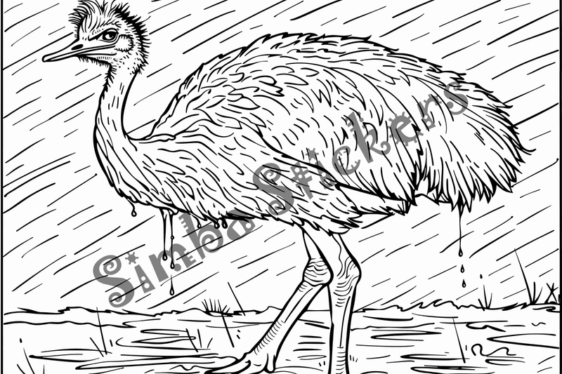 Colouring pages, bundle of ostriches, 50 images
