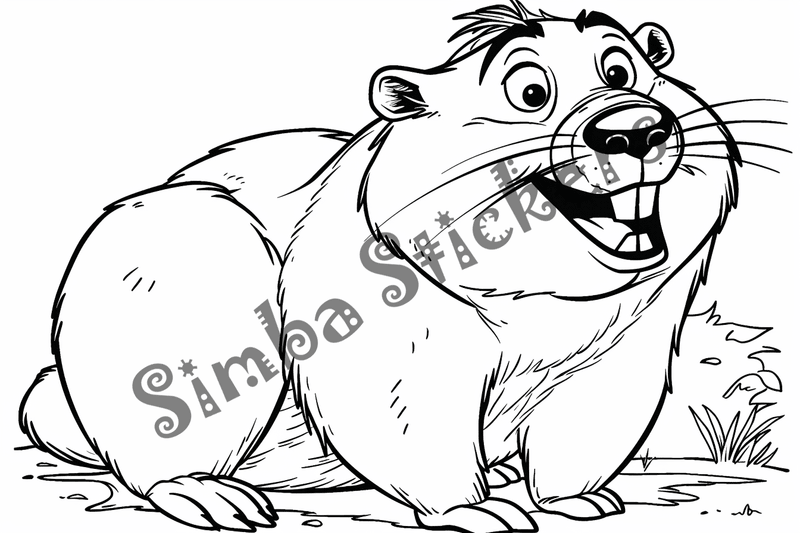 Colouring pages, bundle of beavers looking cute, 10 images
