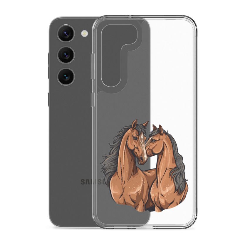 Clear Case for Samsung, Two brown horses snuggling, tdwcyd