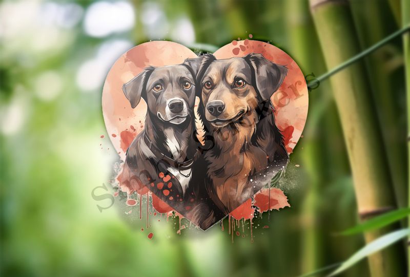 Dogs in love, watercolour