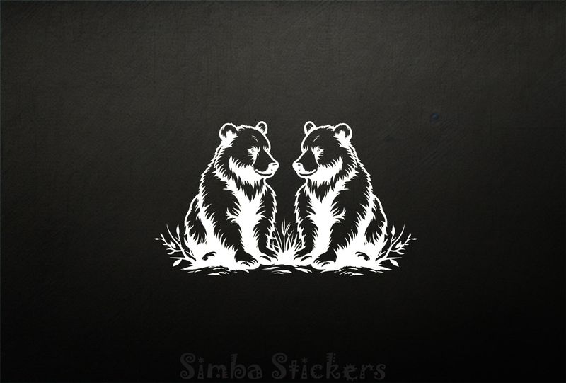 Bears sitting down with side-glances, outline art, wfuy5r