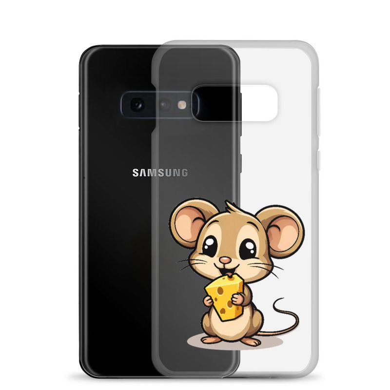 Clear Case for Samsung, Small Mouse happily licking large chunk of cheese, pqapy6