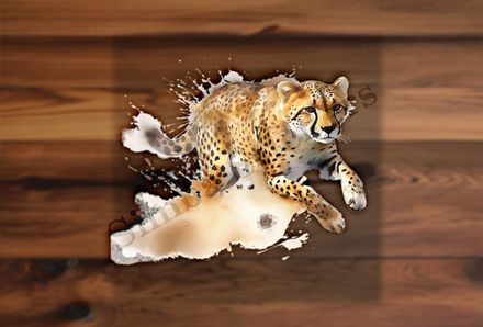 Cheetah running , watercolour