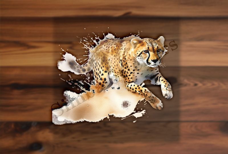 Cheetah running , watercolour