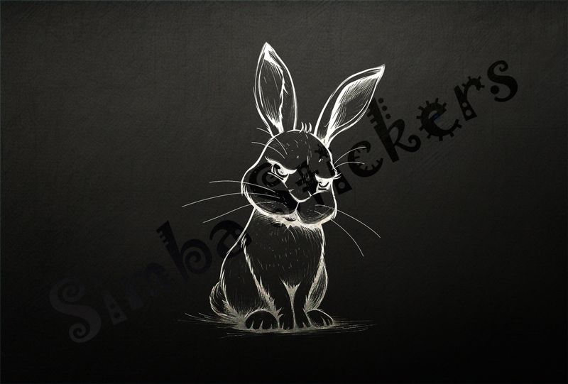 Hare looking angry, outline art