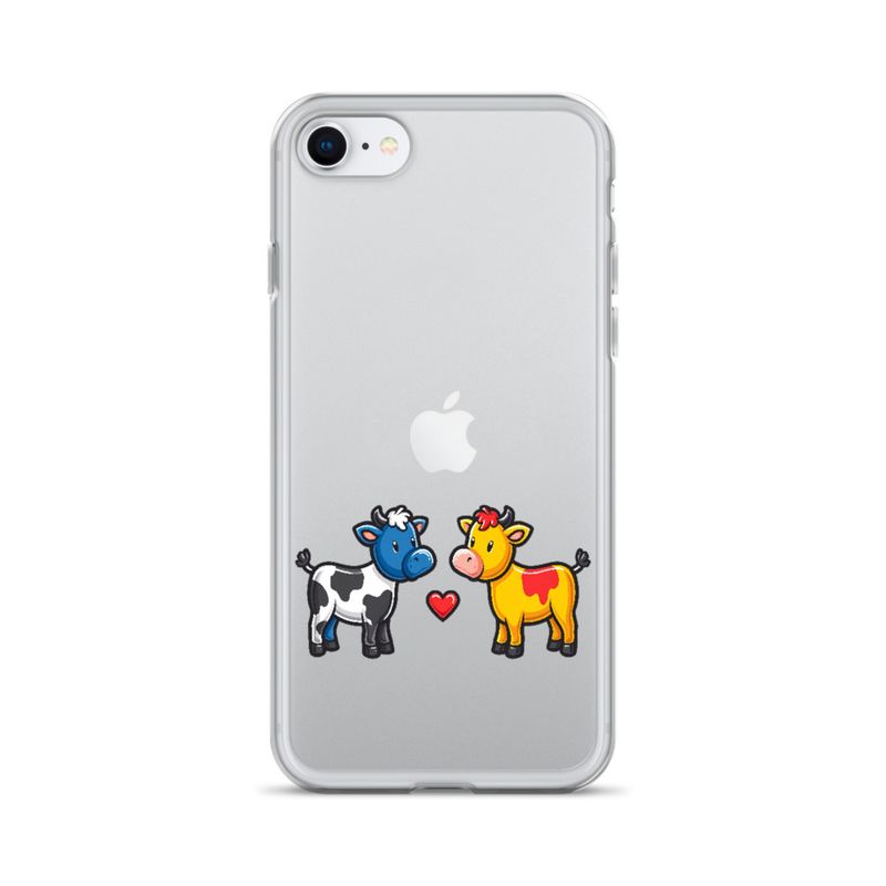 Clear Case for iPhone, Cattle, bull and cow in love, both colourful, zbyzzs