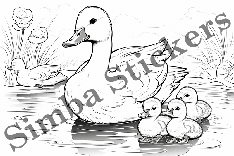 Colouring pages, Bundle of ducks in love, 25 images