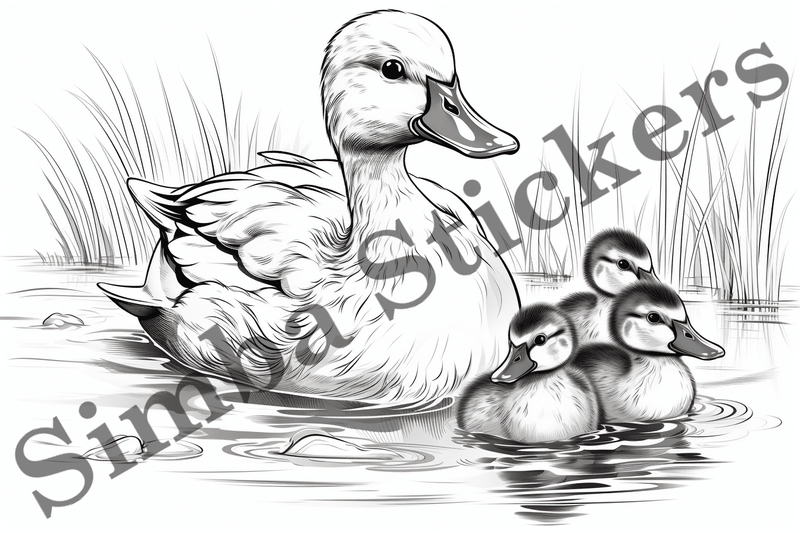 Colouring pages, Bundle of ducks in love, 25 images
