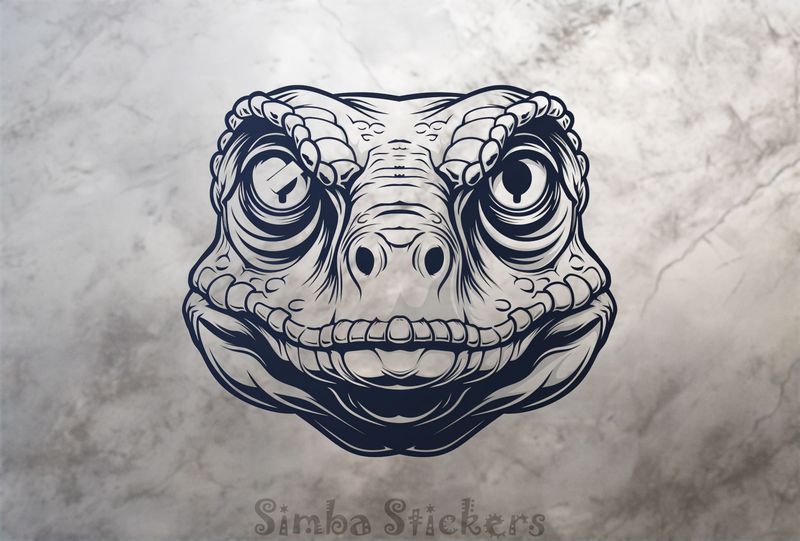 Dinosaur stone-faced and looking serious, outline art