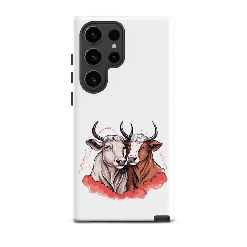 Tough Case for Samsung, Bull and cow, romantic, reddish clouds, qoucds