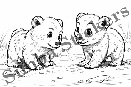 Colouring pages, Bundle of bears in love, 10 images