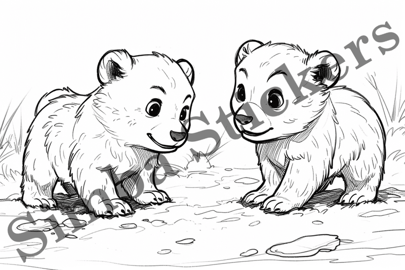 Colouring pages, Bundle of bears in love, 10 images